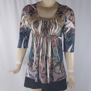 🎄Design works🎄 3/4 sleeve tunic paisley design